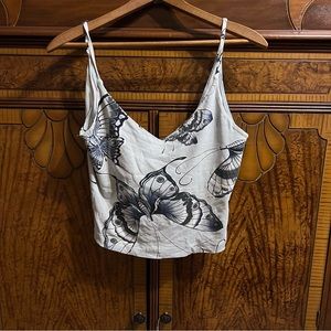Y2k blue butterfly cropped tank top